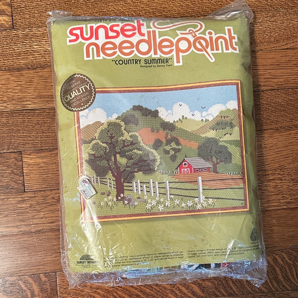 Vintage New‎ in Packaging  “Country Summer” Sunset Designs Needlepoint Kit
